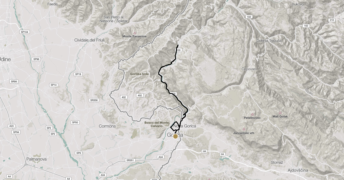 Isonzo fino a Kanal, lungo la ciclabile